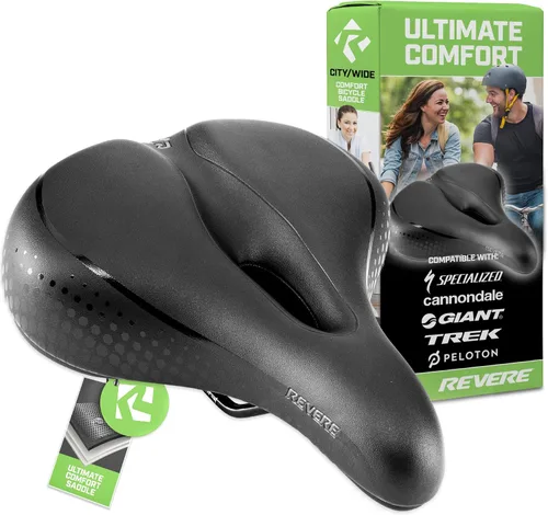 Revere Comfort - Asiento de bicicleta con doble amortiguador, antivibración, suspensión de gel, asiento de bicicleta para hombres y mujeres,