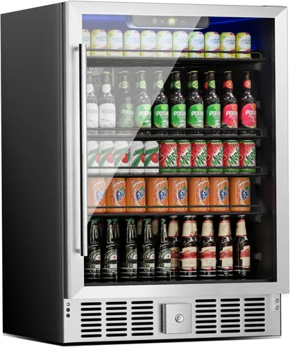 Miniatura 11 de Erivess - Refrigerador compacto para bebidas, 24 latas/0.9 pies cúbicos con puerta frontal de vidrio para refrescos, cerveza o vino, refrigerador