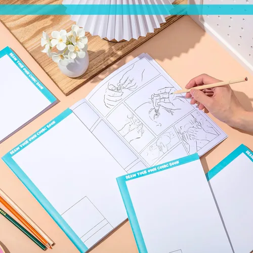 Miniatura 6 de Harloon 3 piezas de cómics en blanco de 6.6 x 10 pulgadas con paneles, dibuja tú mismo, plantillas de dibujos de cómics, diseños variados, diseños