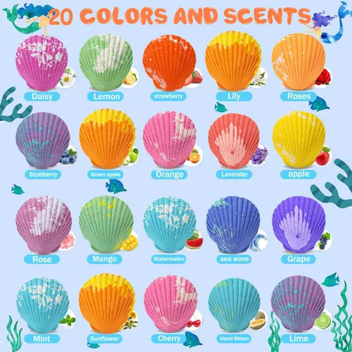 Miniatura 2 de Paquete de 20 bombas de baño de sirena para niñas y niños con sorpresa en el interior, regalos de sirena para niñas, regalos de cumpleaños, Pascua