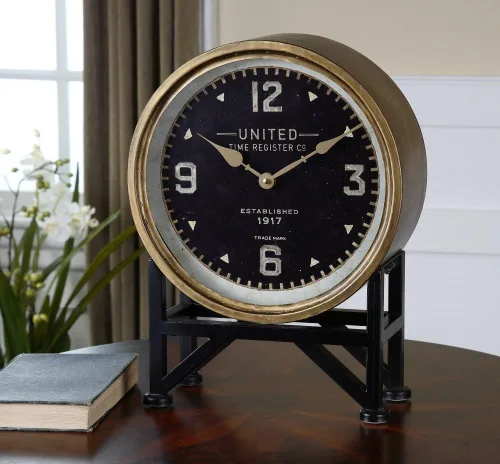Miniatura 5 de Uttermost Reloj de mesa Shyam Vintage Brass de 16" de alto