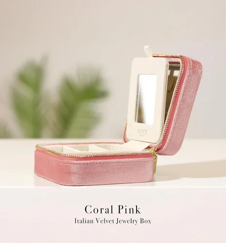 Miniatura 72 de BLUTETE Joyero de viaje organizador de terciopelo con anillos de espejo, aretes, collares, caja organizadora de almacenamiento (negro)