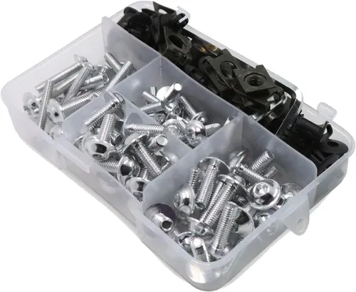 Miniatura 13 de Worldmotop Kit de tornillos de carenado, tuercas, sujetadores universales compatibles con Yamaha Honda Kawasaki Suzuki BMW, Kit de tornillos Negro