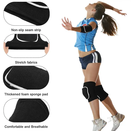 Miniatura 5 de Sosation Juego de 2 Coderas de Voleibol y Mangas para Rodilla y Brazo con Almohadilla de Protección, Accesorios Esenciales de Voleibol con Alta