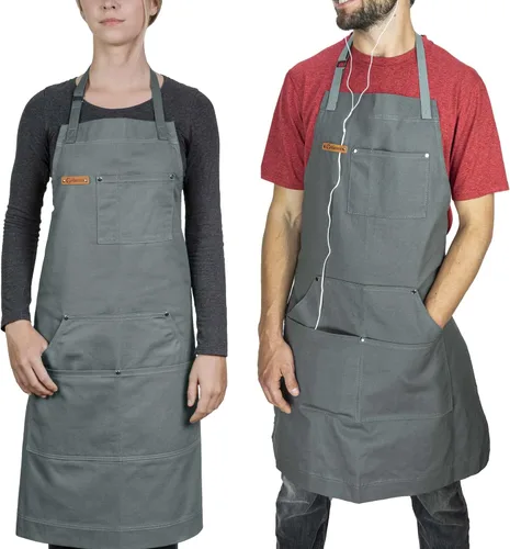 Chef Pomodoro Delantal de chef para hombre y mujer, delantal de cocina con bolsillos y correas ajustables para el cuello, delantal de cocina 100%