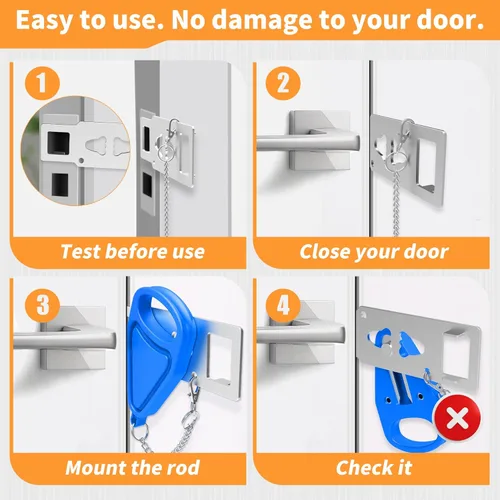 Miniatura 2 de Cerradura de puerta portátil para seguridad del hogar, cerradura de viaje, cerraduras de seguridad para seguridad adicional y privacidad, perfecta