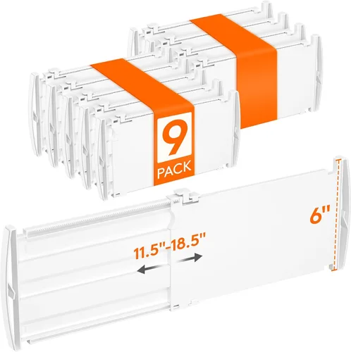 Miniatura 18 de Lifewit - Paquete de 4 separadores de cajones de 8 pulgadas de alto, 13.8 a 22.2 pulgadas, organizadores de cajones profundos ajustables