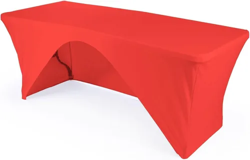 Miniatura 13 de LA Linen Mantel de elastano con respaldo abierto para mesa rectangular de 6 pies, 72 x 30 x 30 pulgadas, color negro
