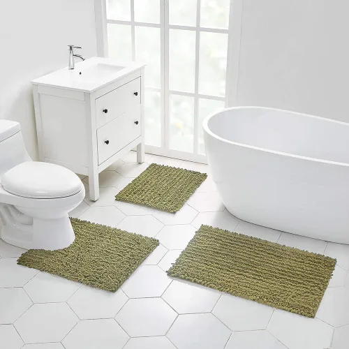 Miniatura 284 de Walensee Alfombra de baño antideslizante (24x17 pulgadas, rosa polvoriento) absorbente de agua, súper suave, lanuda de felpilla, lavable a máquina