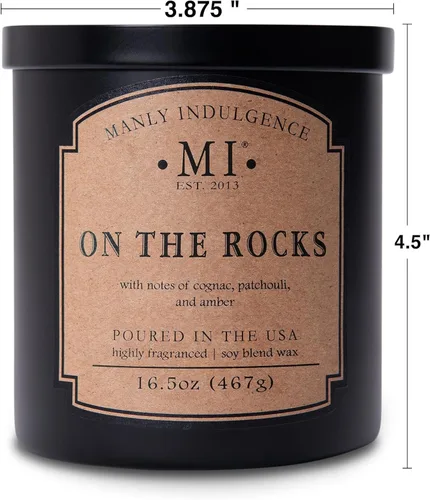Miniatura 4 de Manly Indulgence On The Rocks Velas perfumadas para hombres, 2 mechas, 16.5 onzas, cera de mezcla de soja premium, 60 horas de combustión, velas