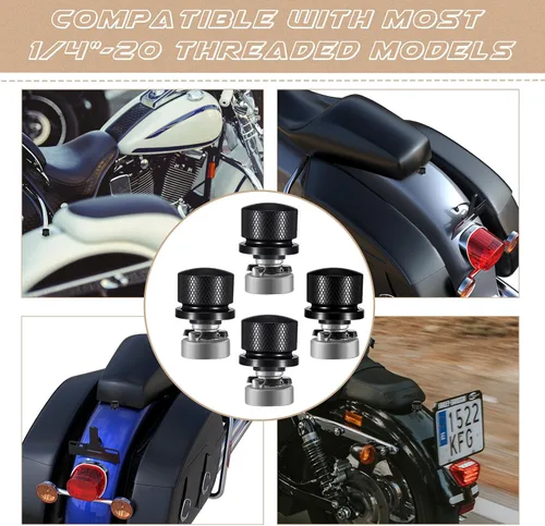Miniatura 7 de Therwen Kit de 8 tuercas de tornillo de asiento, kit de tuercas de asiento de guardabarros, rosca de 1/4-20, compatible con Harley-Davidson