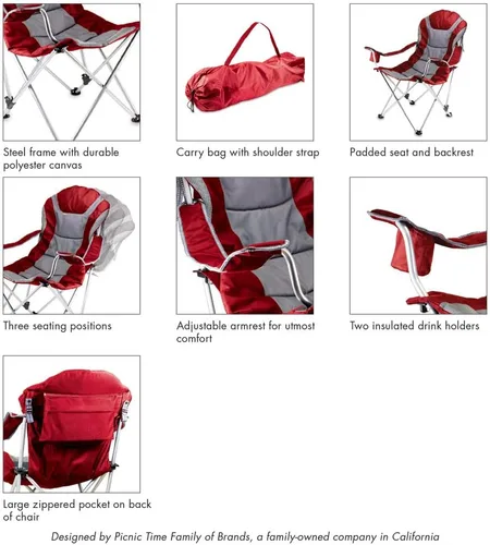 Miniatura 6 de Picnic TIME NCAA Arkansas Razorbacks Reclining Camp Chair - Beach Chair for Adults - Sports Chair with Carry Bag