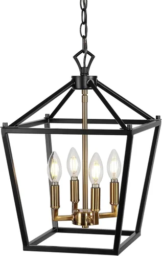 Miniatura 20 de JONATHAN Y Linterna colgante LED de 10 pulgadas de bronce aceitado/latón dorado con 3 luces, lámpara de araña clásica y moderna de granja para isla