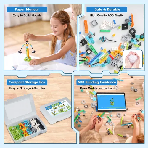 Miniatura 4 de makerzoid Kit de robot de construcción, más de 370 bloques de construcción educativos, más de 100 modelos, juguete de robot STEM para niños a partir