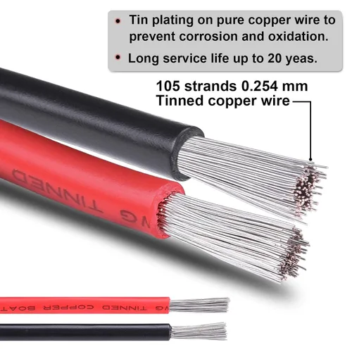 Miniatura 2 de Cable eléctrico de 10 AWG, cable de cobre estañado rojo y negro para audio de automóvil, automóvil, remolque, marina, luz LED