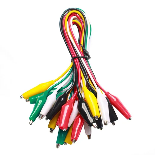 WGGE WG-026 Juego de cables de prueba de 10 piezas y 5 colores y clips de cocodrilo, cable de cobre de 20.5 pulgadas/22 AWG. Los clips soldados y