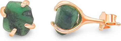 Miniatura 50 de Aretes de piedra preciosa natural en bruto con oro rosa sobre plata de ley 925, 6 a 0.276 in, regalo de piedra de nacimiento de calidad genuina