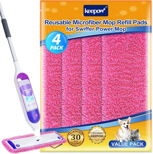 Miniatura 10 de KEEPOW Almohadillas de microfibra reutilizables para mopa Swiffer Powermop, paquete de 2, almohadillas de mopa eléctrica para trapeador de 13 a 15
