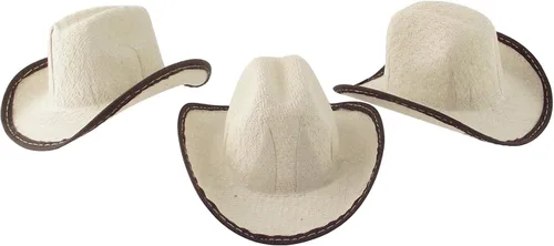 Miniatura 6 de Mini sombrero de vaquero, 2 pulgadas de alto, paquete de 12, Beige
