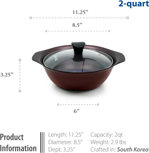 Miniatura 5 de TECHEF - Colección Art Pan, Olla de sopa con tapa de cristal, fabricada en Corea (2 cuartos de galón) Morado