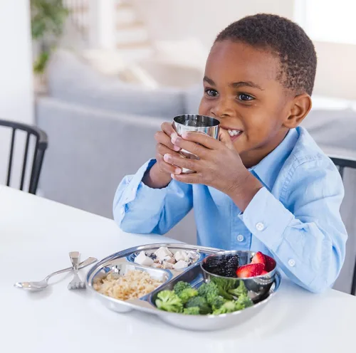 Miniatura 9 de Ahimsa Plato de Acero Inoxidable para Niños, Platos Divididos para Niños Pequeños y Bebés Diseñados por Pediatras, No Tóxico, Irrompible y Apto