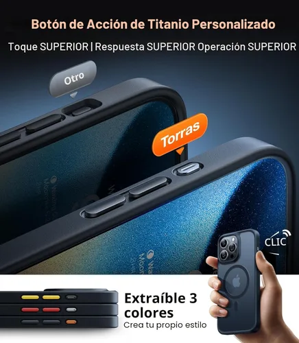 Miniatura 5 de TORRAS Funda ultra magnética para iPhone 15 Pro, [probada en 3 caídas de grado militar] [compatible con MagSafe], a prueba de golpes, translúcida