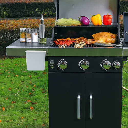 Miniatura 5 de Skyflame Cubo de basura magnético para colgar, contenedor de basura de plástico de 2.1 galones, soporte organizador de utensilios de barbacoa Gris
