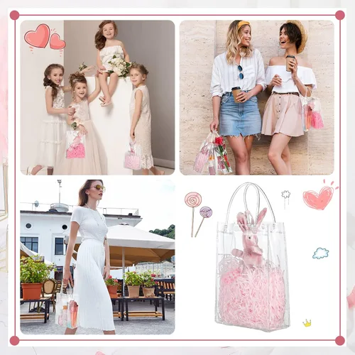 Miniatura 6 de Saintrygo Bolsas de regalo de PVC transparente con asas, bolsas de plástico reutilizables para compras transparentes para fiestas de Navidad, bodas