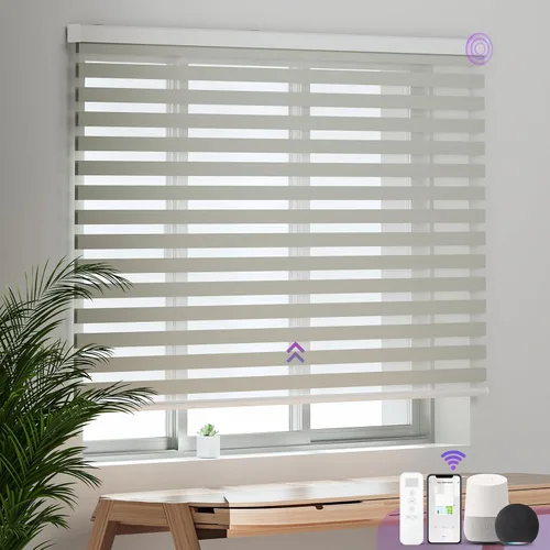 Miniatura 7 de Persianas motorizadas de cebra para ventana: Astomi - Persiana enrollable sin cordón con control remoto, persianas inteligentes funciona con Google