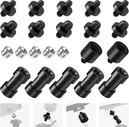 Miniatura 12 de NEEWER ST23 - Paquete de 3 adaptadores de rosca estándar de 1/4 a 3/8 pulgadas, adaptador de rosca para soporte de luz de estudio, adaptador