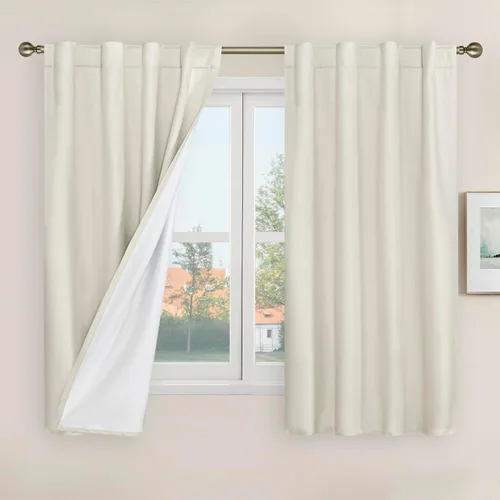 Miniatura 148 de LAMIT Cortinas de lino natural 100 % opacas para ventana, para dormitorio, 45 pulgadas, cortinas térmicas con textura de lino estilo granja