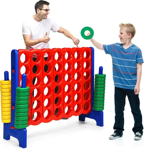 Miniatura 2 de ARLIME Juego gigante de conexión 4 en fila, juego de juguetes jumbo de 4 en puntuación de 47 pulgadas con palanca de liberación rápida, anillo