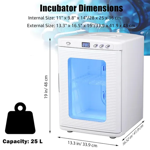 Miniatura 7 de Incubadora científica de 25 L, laboratorio de incubadora digital de calefacción y refrigeración, control preciso de temperatura de 10 a 140.0 °F