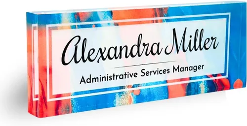 Miniatura 8 de Placa de Nombre de Escritorio de Acrílico Transparente Grueso Personalizada de 8x3" con Logo Personalizado - Decoración Profesional de Oficina