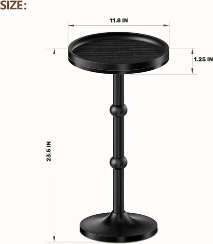 Miniatura 3 de Mesa auxiliar redonda pequeña, mesa de café para espacios pequeños, mesita de noche moderna con patas de metal, base de hierro con pedestal