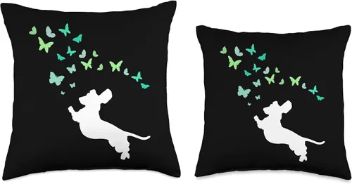 Miniatura 3 de Dachshund Chasing Butterflies Linda almohada, 16 x 16, multicolor