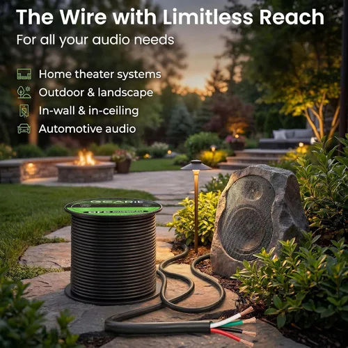 Miniatura 2 de GEARit Cable de altavoz exterior clasificado CL3, cable de altavoz calibre 14, cable de altavoz 100 pies para altavoces exteriores, patio, jardín