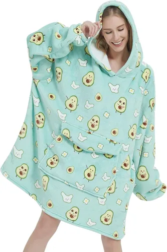 Miniatura 21 de Mewkou Manta con capucha para adultos, manta de forro polar Sherpa de gran tamaño con capucha para mujeres y hombres, café