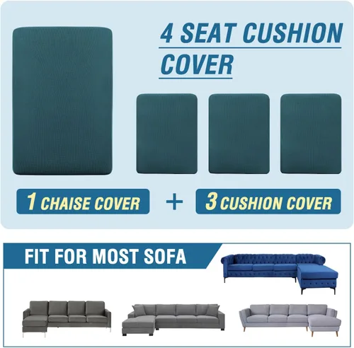 Miniatura 8 de H.VERSAILTEX Fundas para sofá seccional, 4 piezas, fundas de cojín de asiento de sofá en forma de L, fundas de cojín separadas para chaise longue