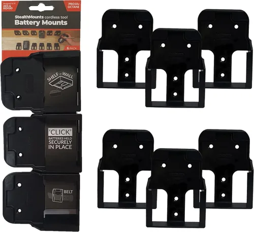 Miniatura 6 de Soporte de batería StealthMounts compatible con Ridgid 18V (paquete de 12) - Negro Soportes de batería StealthMounts Fabricado en el Reino Unido