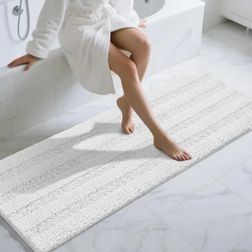 Miniatura 84 de Yimobra Alfombras lavables para baño, alfombra de baño de chenilla súper suave y absorbente para piso y alfombra, alfombra antideslizante de secado