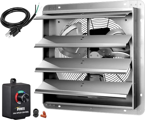 Miniatura 16 de iPower Ventilador de escape de obturador de 10 pulgadas de aluminio, alta velocidad 1650RPM, 820CFM, 1 paquete, plateado