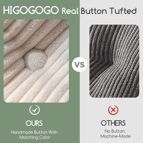 Miniatura 8 de HIGOGOGO Cojín para silla Papasan con funda de corduroy (sin silla), cojín de apoyo de 48 x 48 pulgadas, cojín para silla acolchado, beige