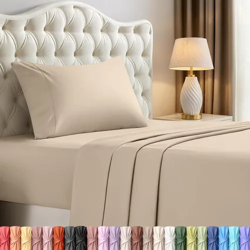 Miniatura 16 de Juego de sábanas King de Utopia Bedding – Juego de 4 sábanas para cama King, microfibra suave y transpirable, incluye 1 sábana bajera, 1 sábana Beige