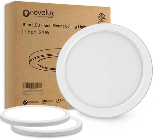 Miniatura 12 de ETL Lámpara de techo LED de 7 pulgadas, montaje empotrado, regulable, luz de techo plana redonda ultra delgada de 5000 K, luz diurna, lámpara de 3