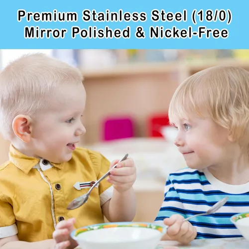 Miniatura 5 de Juego de cubiertos de acero inoxidable de 12 piezas para niños, cubiertos seguros para niños y niños, juego de utensilios para niños, juego