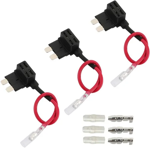 Miniatura 4 de FULARR - Juego de 3 fusibles ACU de alta calidad para agregar circuito, portafusibles de hoja trasera de cerdito con arnés de cables, fusibles