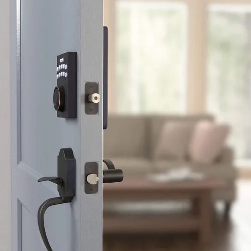 Miniatura 7 de Amazon Basics Cerradura de puerta con pestillo de seguridad y teclado electrónico con entrada sin llave de control táctil, opción de entrada