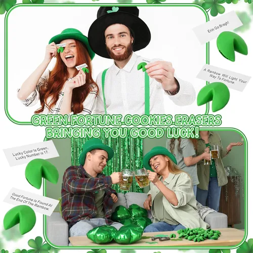 Miniatura 3 de Zhanmai Juego de 48 borradores de galletas Green Fortune con mensaje positivo para Año Nuevo Lunar, Día de San Valentín, Día de San Patricio