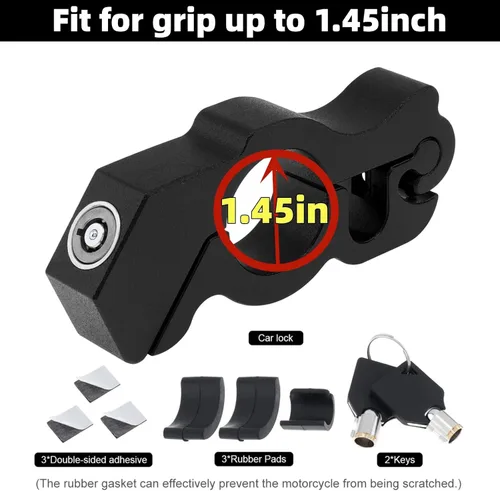 Miniatura 2 de Windance Cerradura de manillar de motocicleta, antirrobo, palanca de freno resistente, bloqueo de seguridad para ciclomotores, motocicleta, Negro
